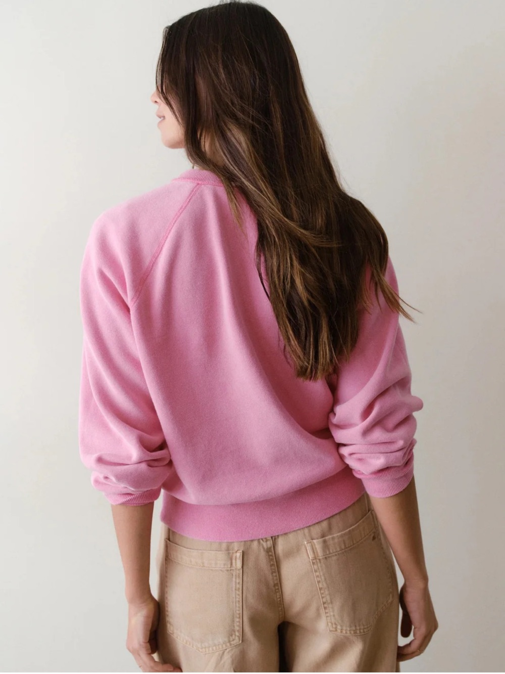 Marine Layer W's Cloud 9 Fleece Reversible Crewneck Sweater Fuscia Womens M - Picture 2 of 8